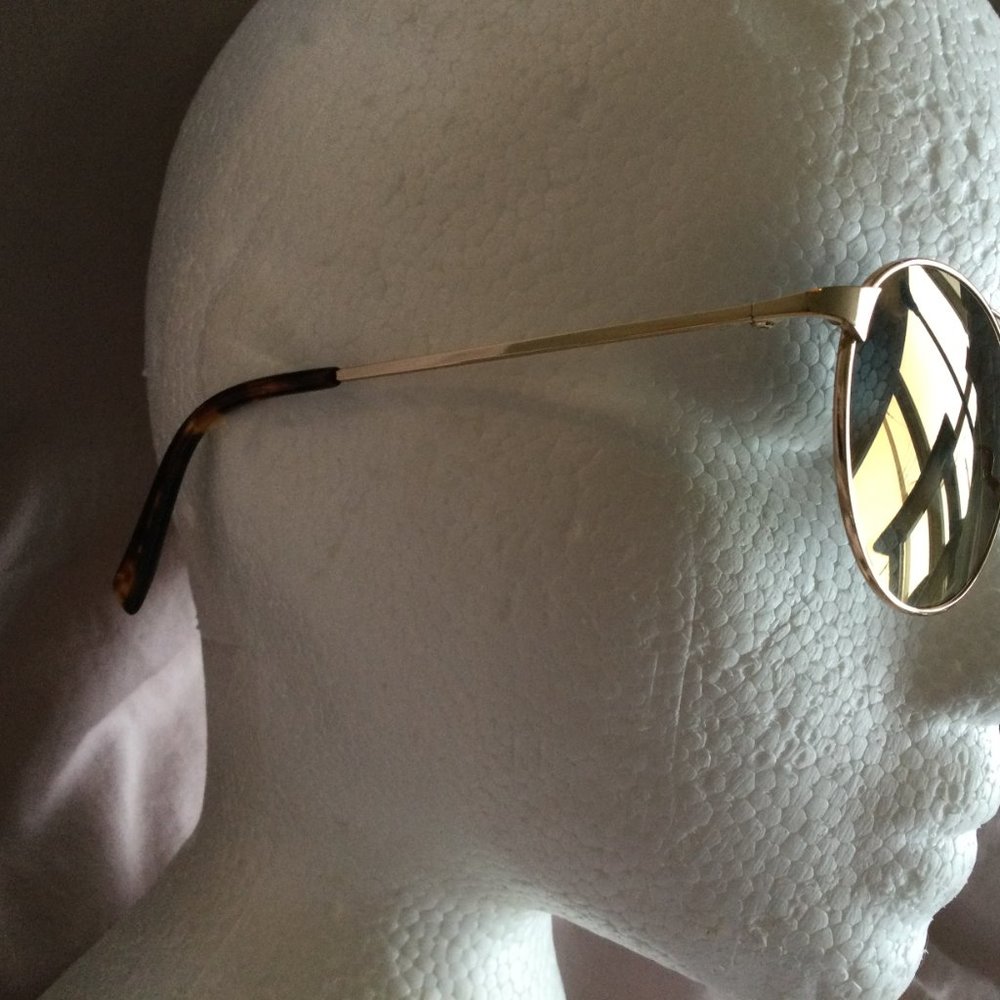Warby Parker Gold Tone Tortoiseshell Sunglasses Fisher Wide 2403 53 19 140 - Picture 3 of 10